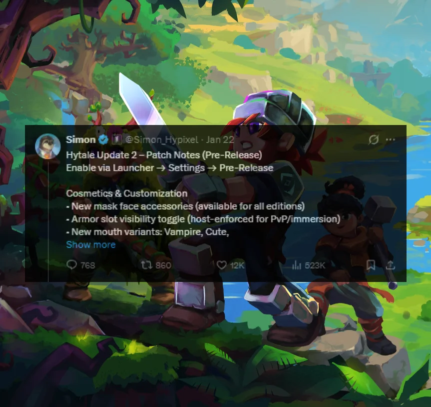 В Hytale анонсировали второе обновление!