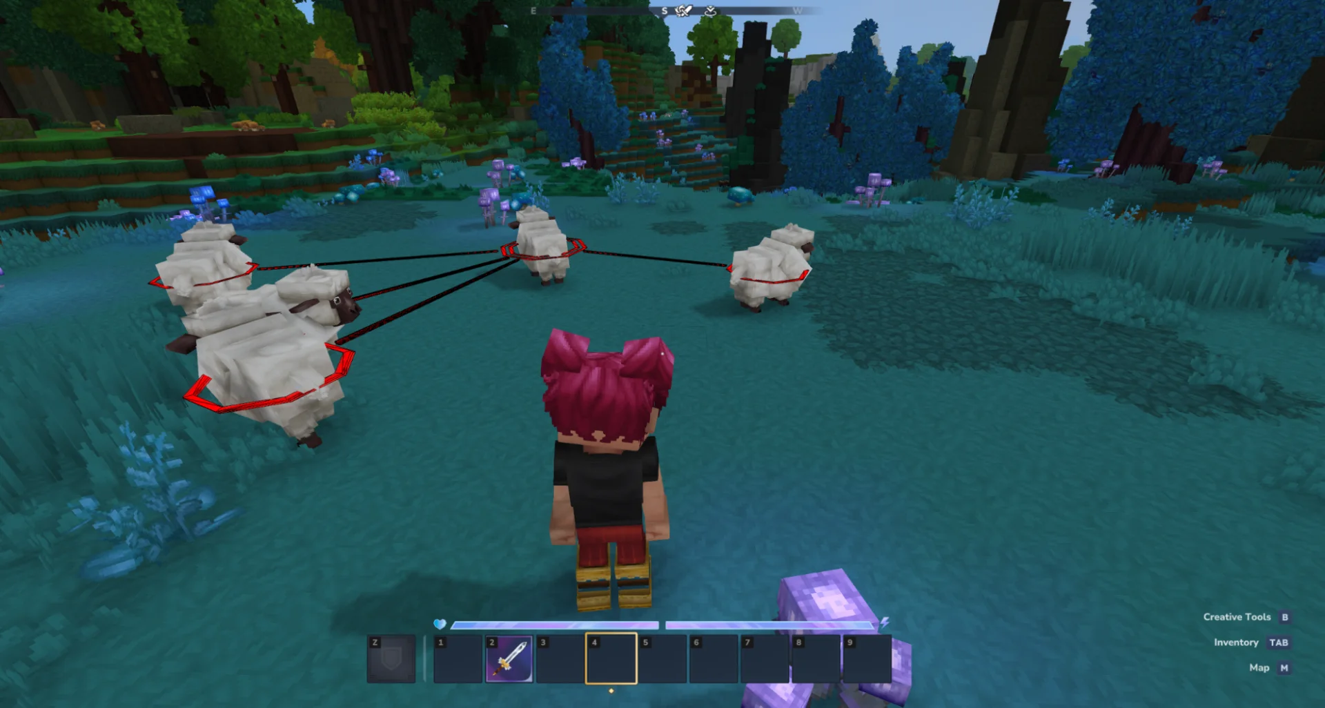 Визуализация VisFlock: показывает группу NPC, её лидера и участников